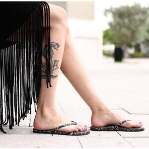 Solei Sea Women's Brown Snake Indie Flip Flop Sandals Size 9